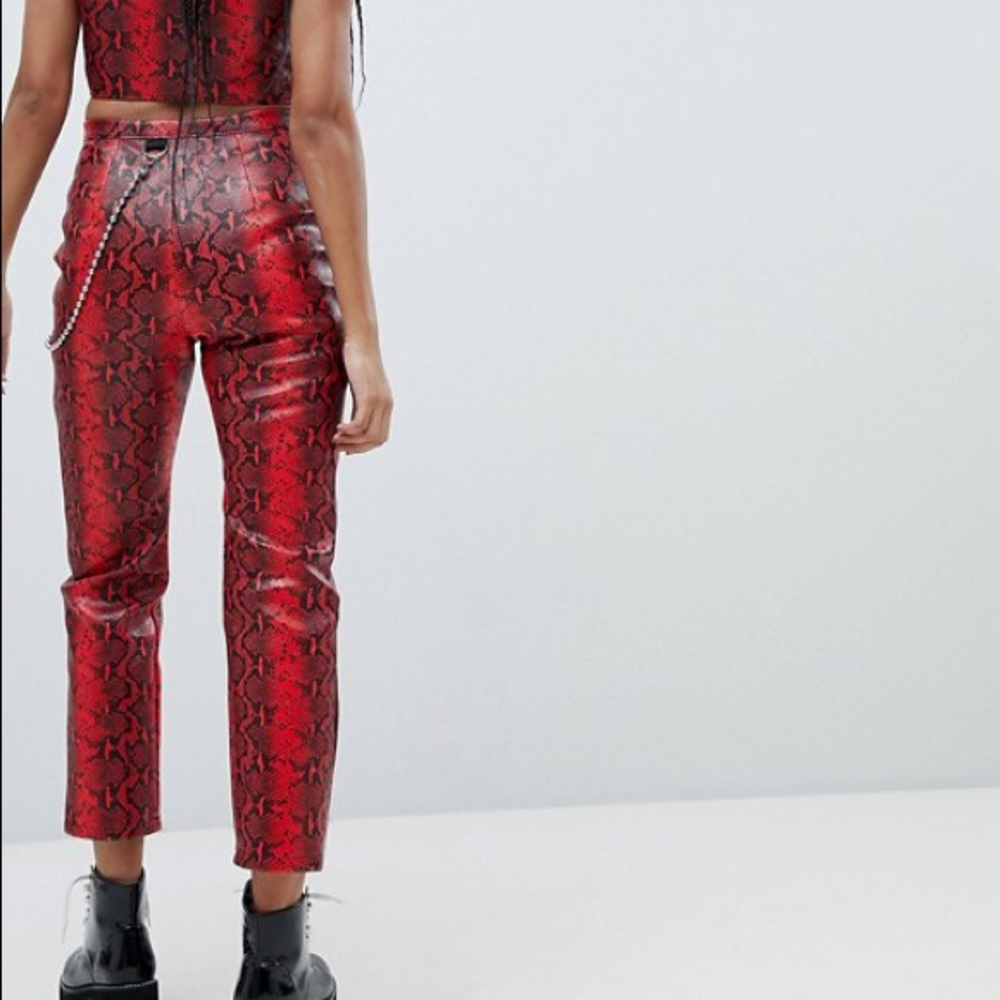 Ragged priest snakeskin leather pants with chain